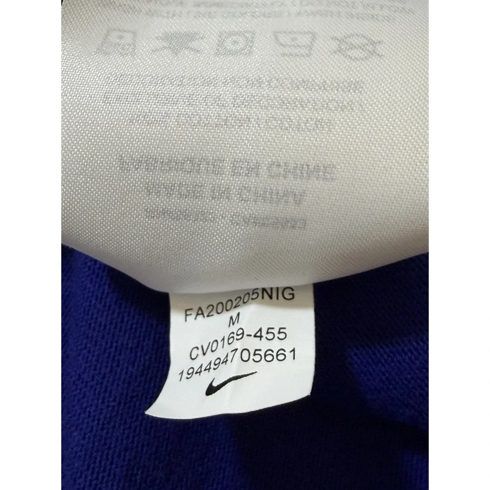 Nike Swoosh Rugby Shirt Mens M Blue White Striped Long Sleeve Polo CV0169-455